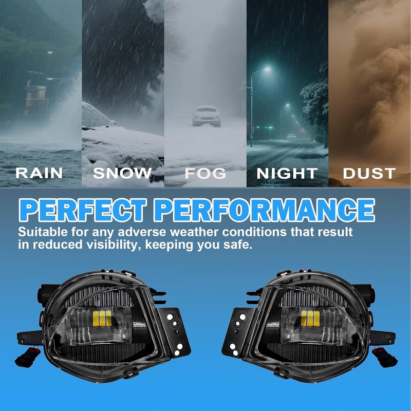 BOXLIGHT LED Fog Lights Compatible With 2006 2007 2008 BMW E90 3 Series 323i/325i/325xi/330i/330xi/335i/335xi/328i/328xi Front Bumper Lamps Assembly Clear Lens Driver and Passenger Side - Image 3